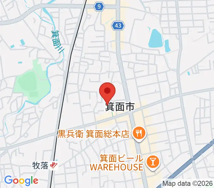 グリーンホール(箕面市立市民会館)の地図