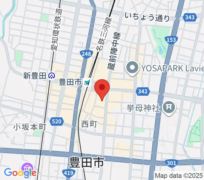豊田市コンサートホールの地図