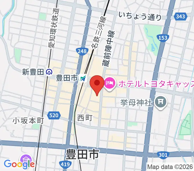 豊田市コンサートホールの地図
