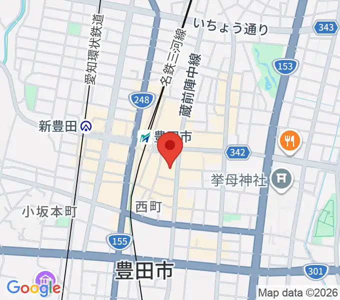 豊田市コンサートホールの地図