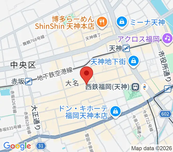 福岡天神ROOMSの地図