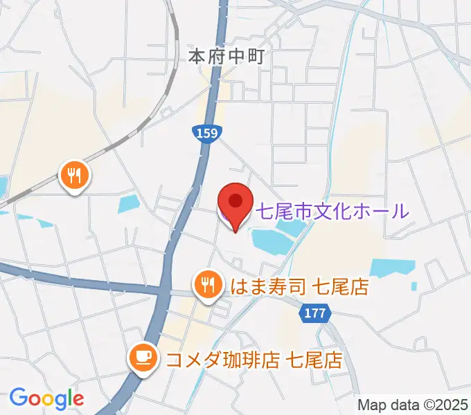七尾市文化ホールの地図