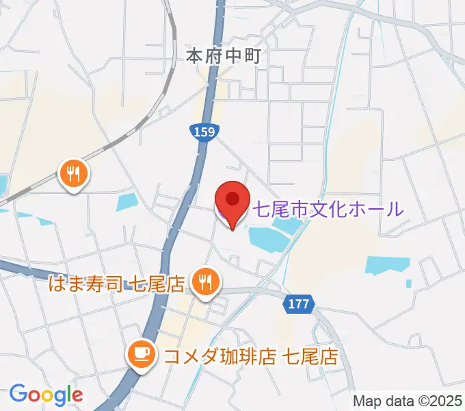 七尾市文化ホールの地図