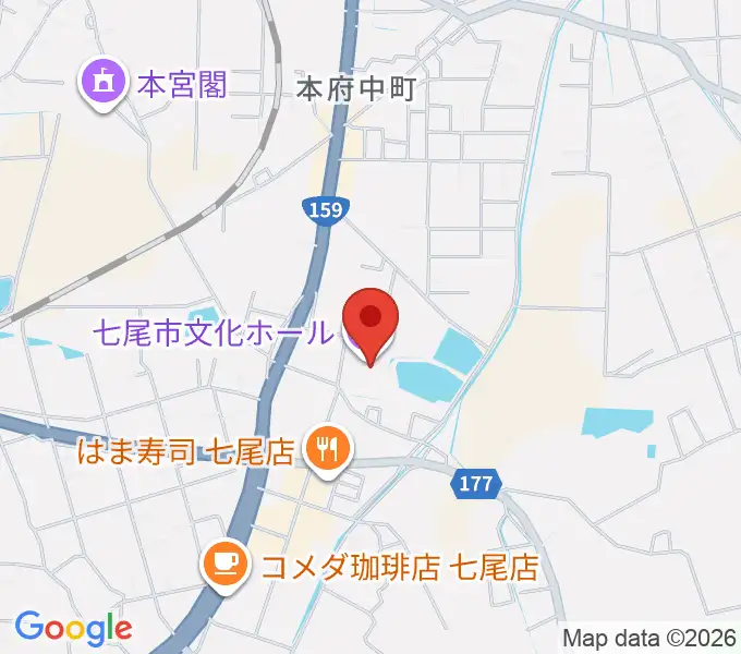 七尾市文化ホールの地図