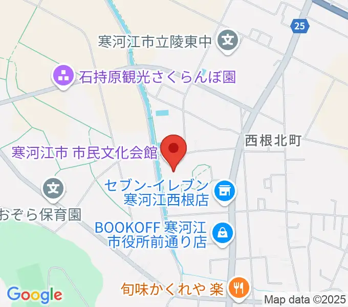 寒河江市市民文化会館の地図