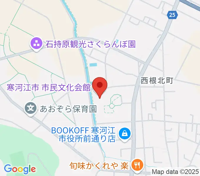 寒河江市市民文化会館の地図