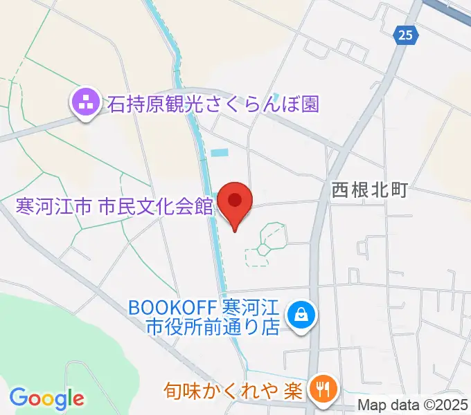 寒河江市市民文化会館の地図