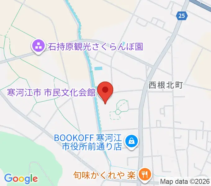 寒河江市市民文化会館の地図