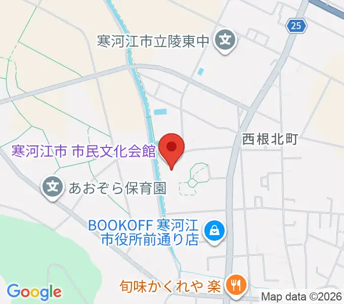 寒河江市市民文化会館の地図