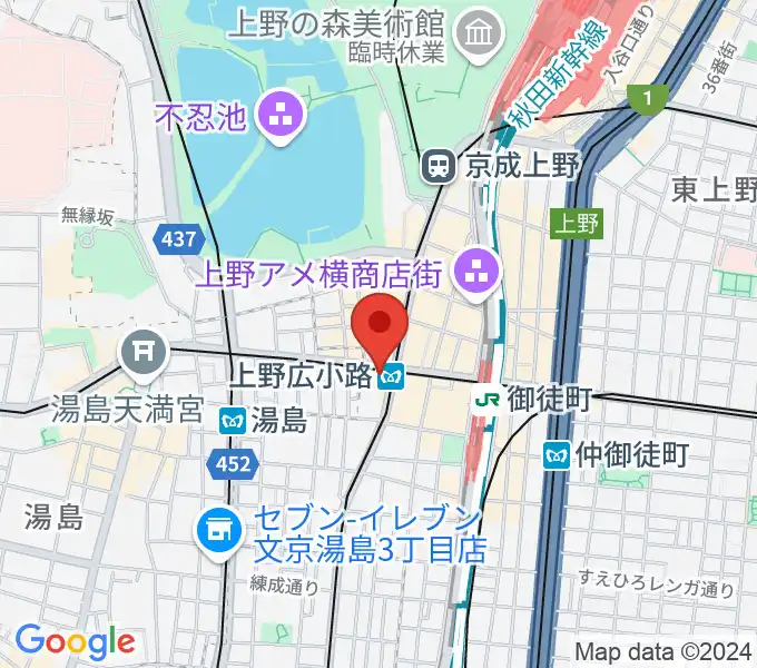 お江戸上野広小路亭の地図