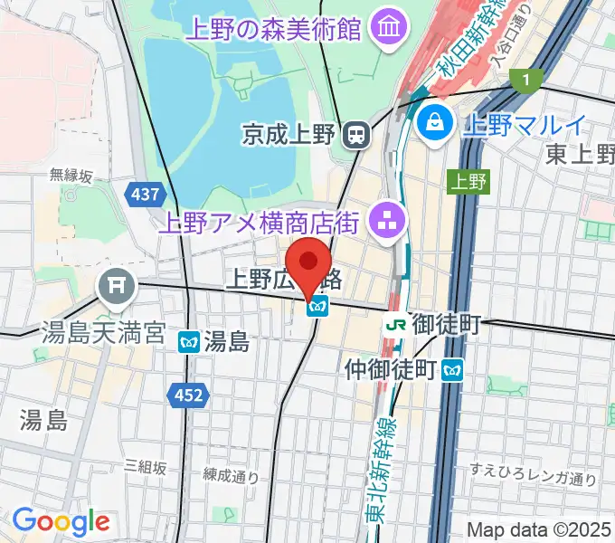 お江戸上野広小路亭の地図