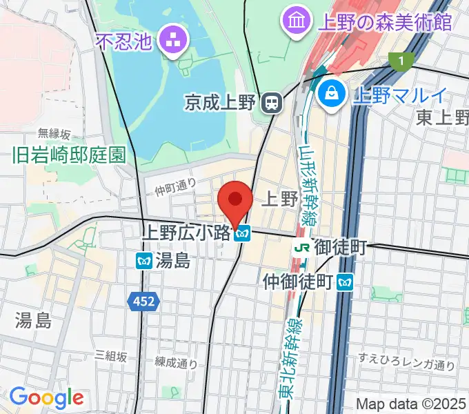 お江戸上野広小路亭の地図