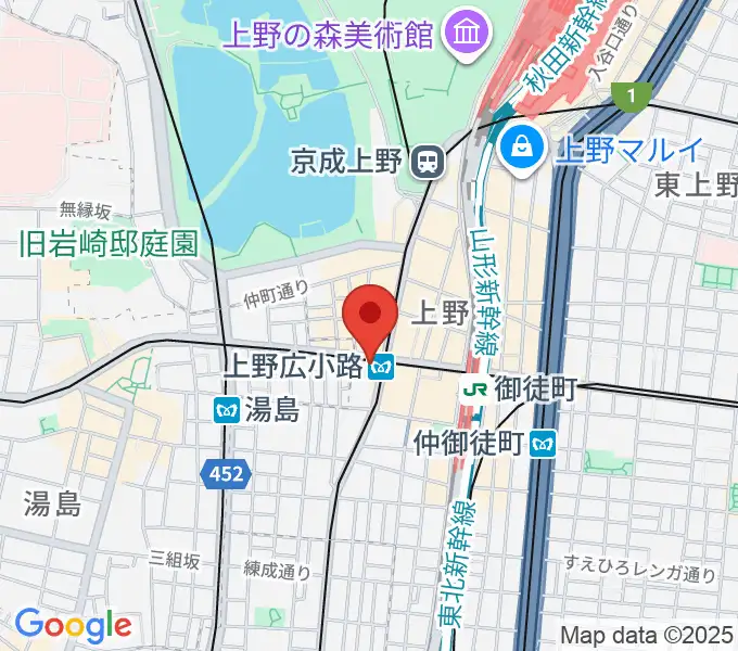 お江戸上野広小路亭の地図