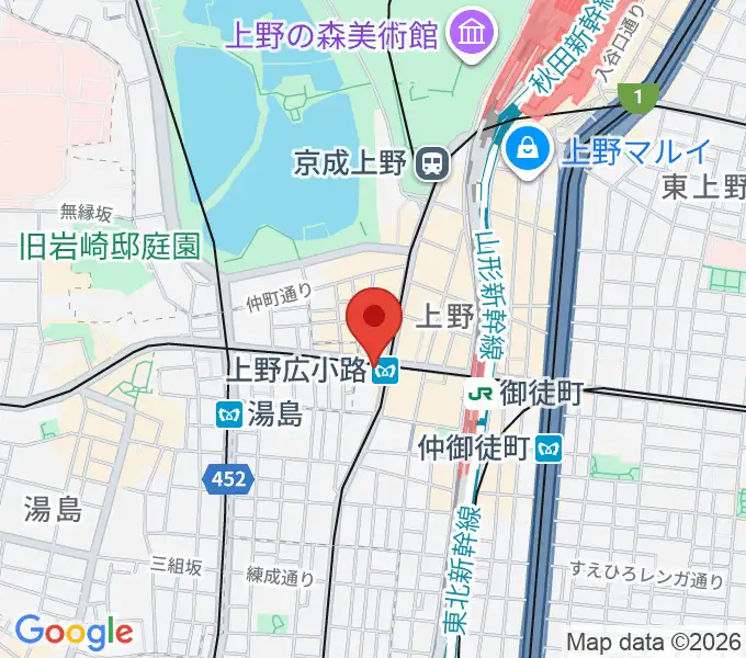 お江戸上野広小路亭の地図