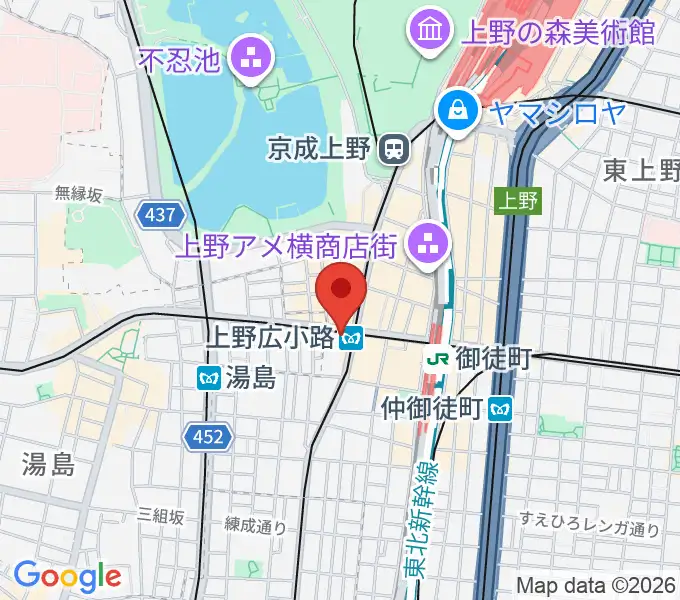 お江戸上野広小路亭の地図