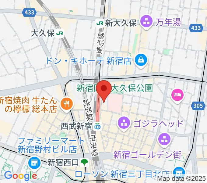 新宿Fu- 新宿永谷ホールの地図