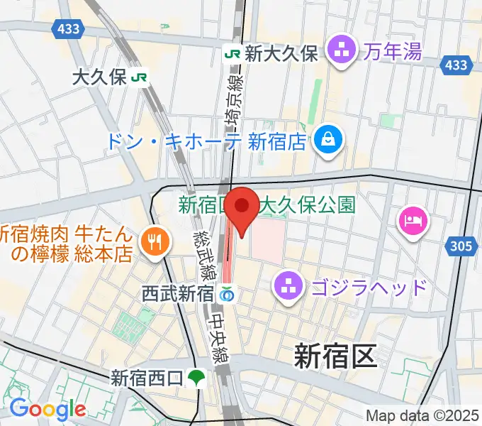 新宿Fu- 新宿永谷ホールの地図