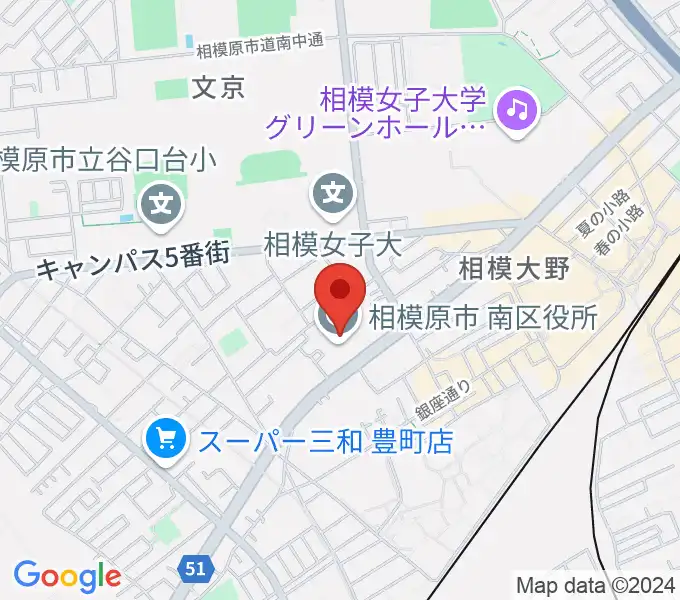 相模原南市民ホールの地図