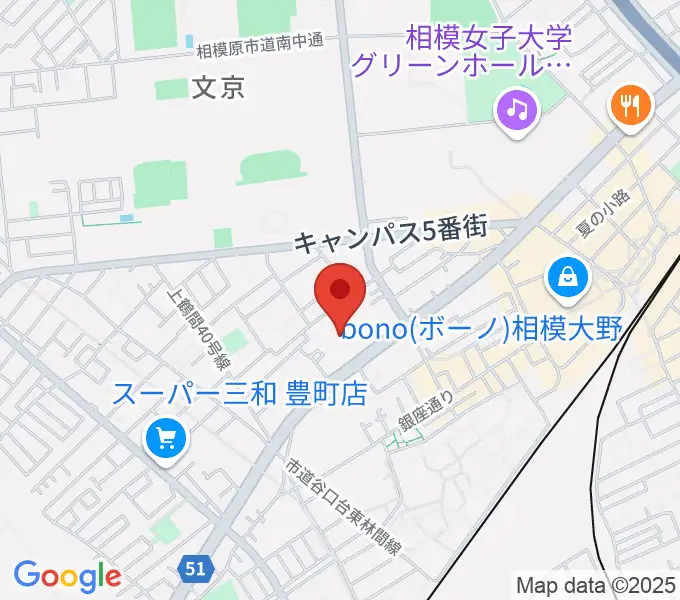 相模原南市民ホールの地図