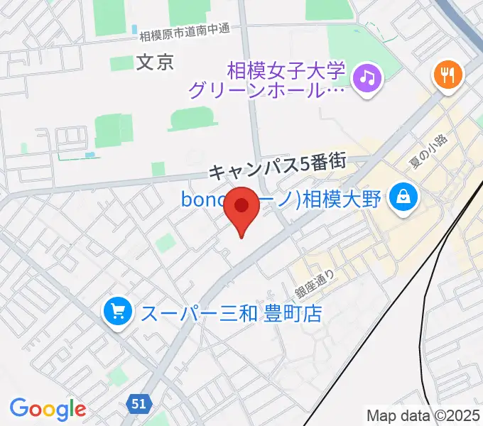 相模原南市民ホールの地図