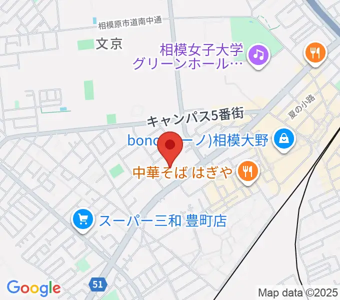 相模原南市民ホールの地図