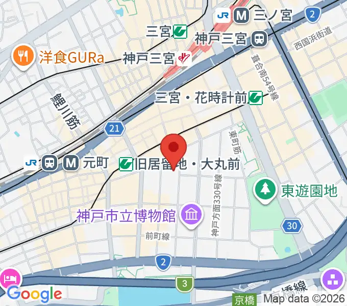 神戸朝日ホールの地図