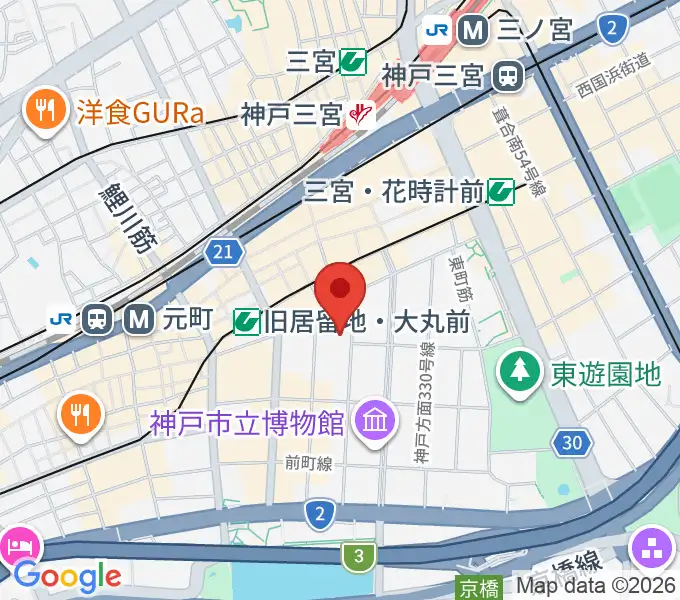 神戸朝日ホールの地図