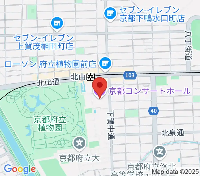 京都コンサートホールの地図