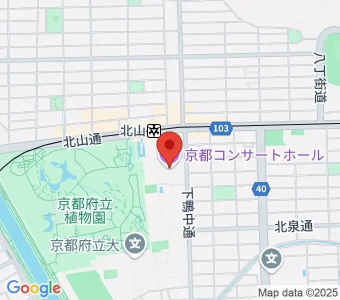 京都コンサートホールの地図