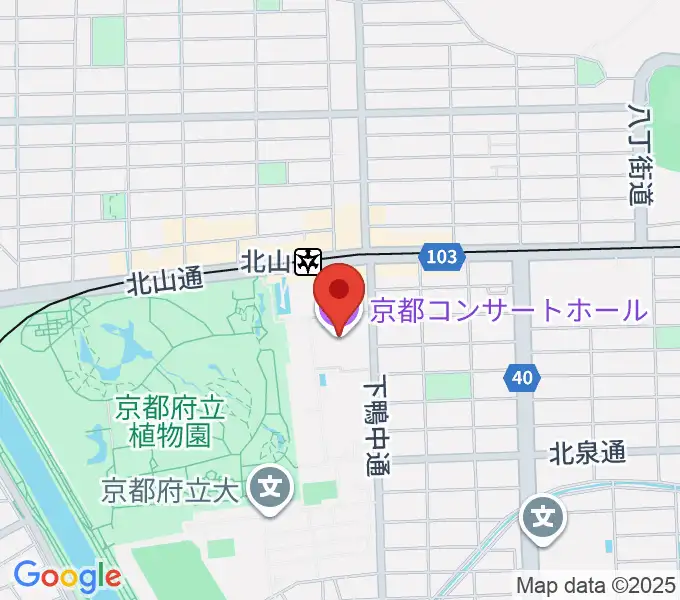 京都コンサートホールの地図