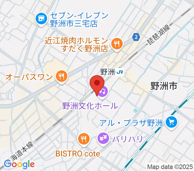 野洲文化ホールの地図