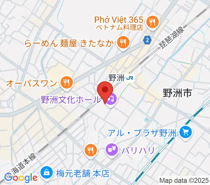 野洲文化ホールの地図