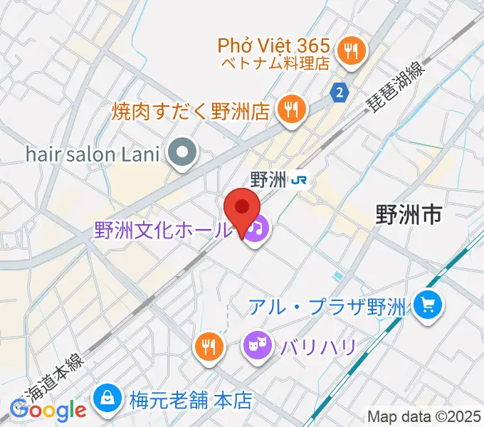 野洲文化ホールの地図