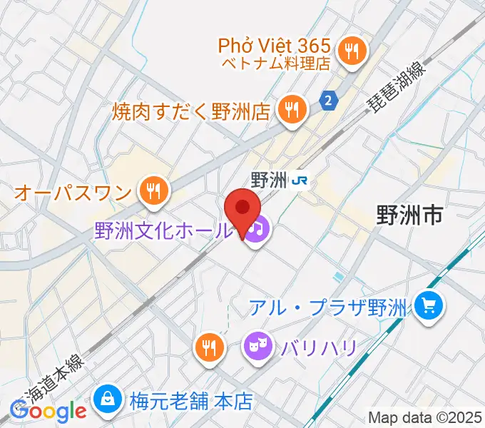 野洲文化ホールの地図