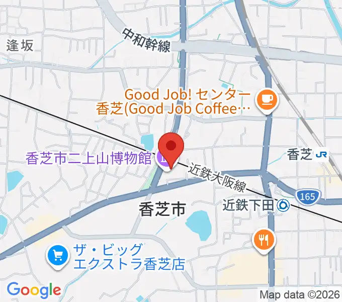 香芝市ふたかみ文化センターの地図