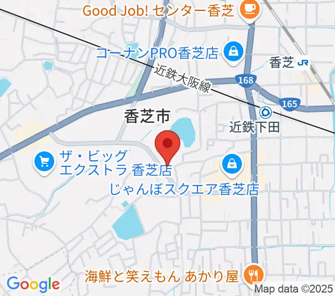 香芝市モナミホールの地図
