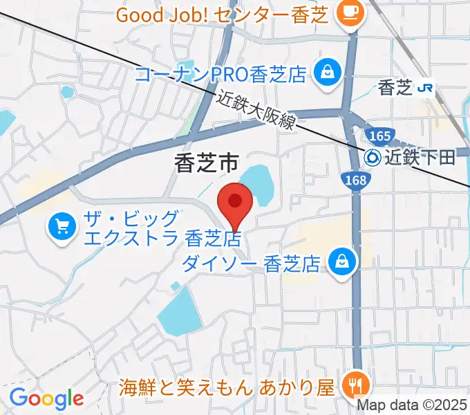 香芝市モナミホールの地図