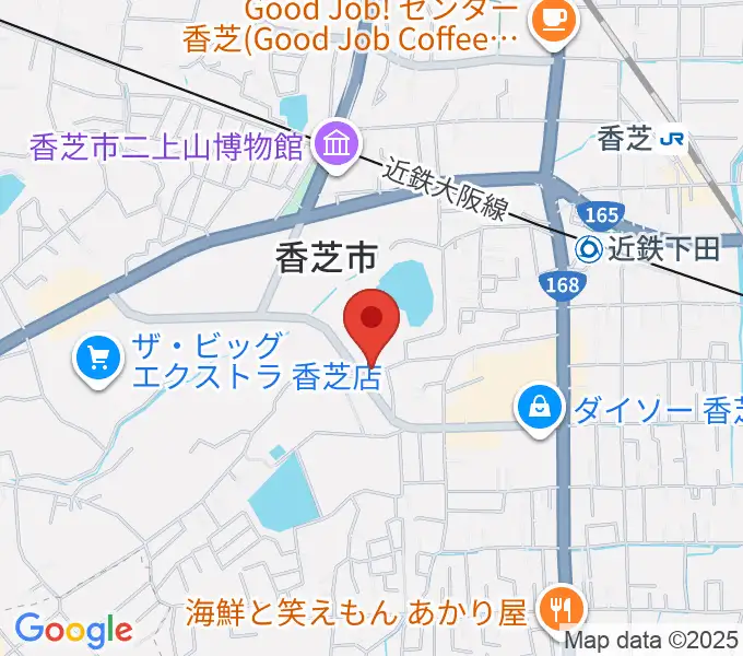 香芝市モナミホールの地図