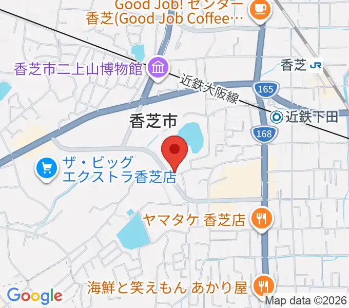 香芝市モナミホールの地図