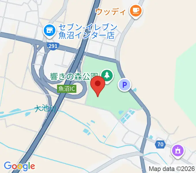 魚沼市響きの森文化会館の地図