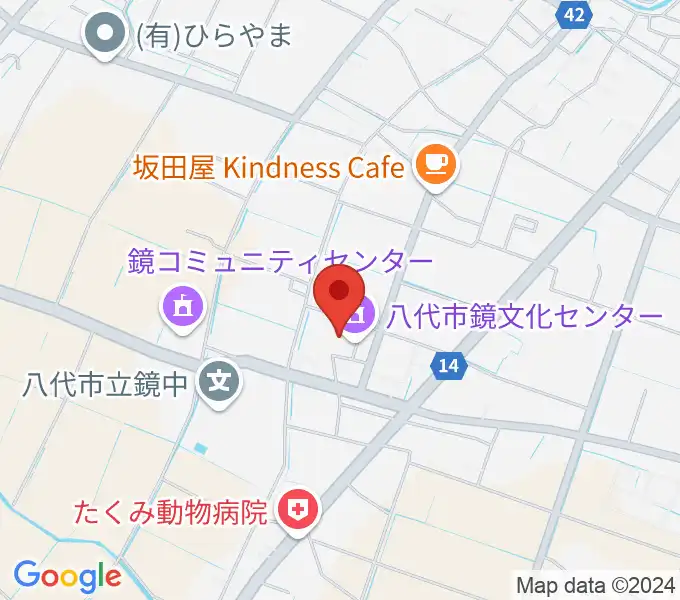 八代市鏡文化センターの地図