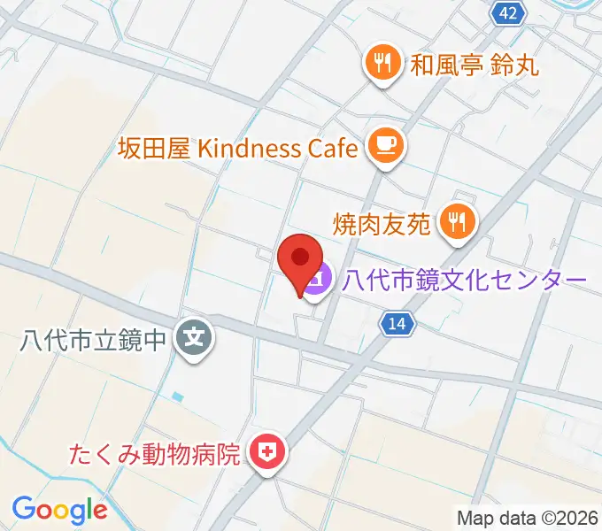 八代市鏡文化センターの地図