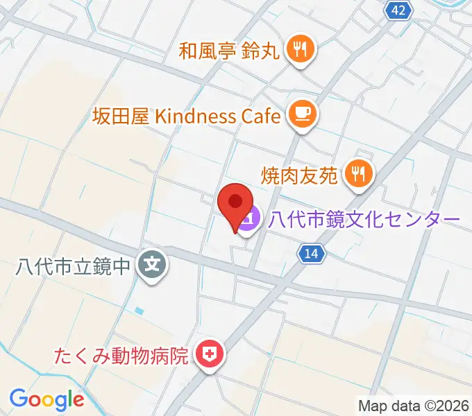 八代市鏡文化センターの地図