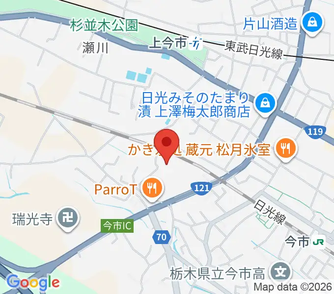 日光市今市文化会館の地図