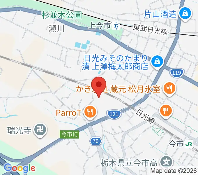 日光市今市文化会館の地図