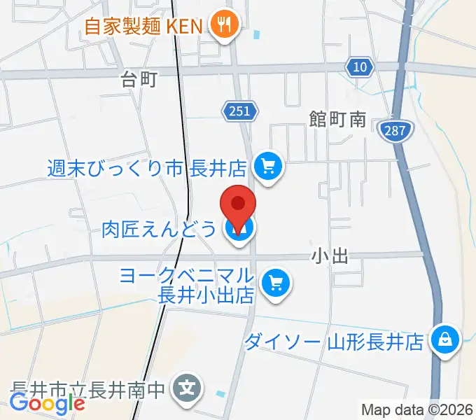 音楽アズム舘 長井本店の地図