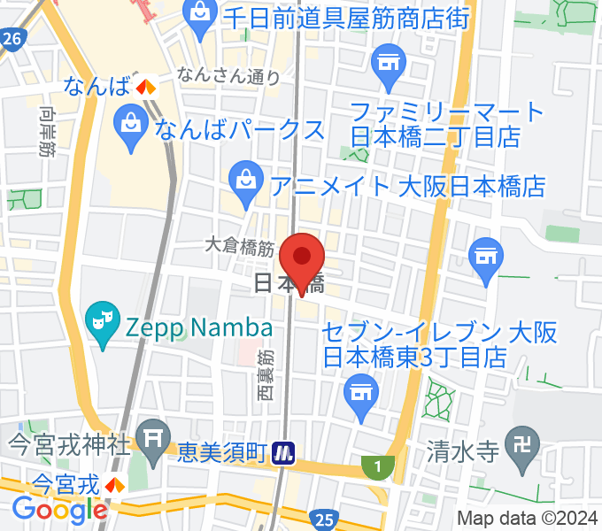サウンドノート大阪・フェアリーテイルズ大阪の場所