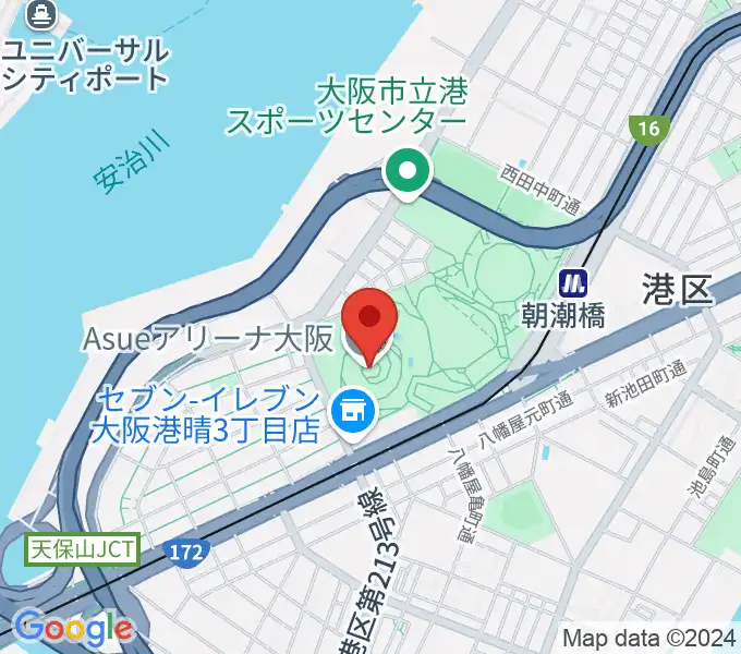 Asueアリーナ大阪の地図