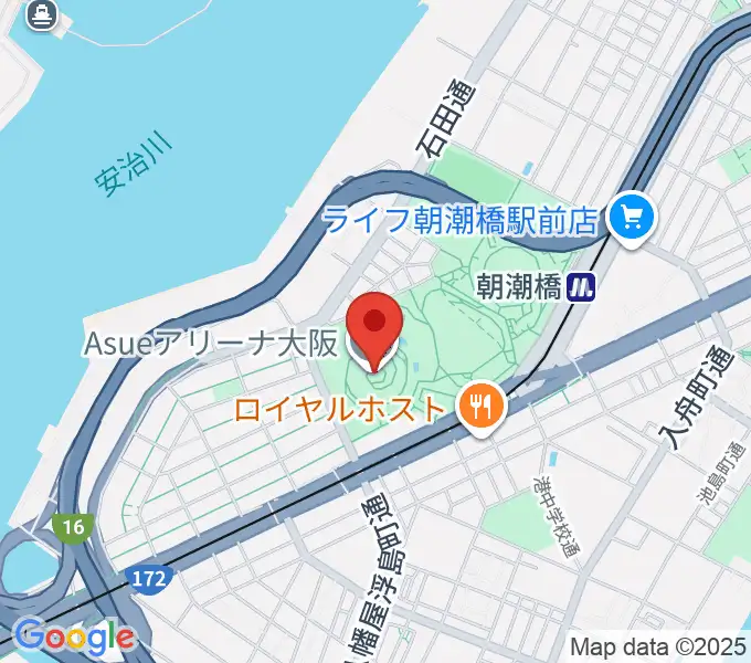 Asueアリーナ大阪の地図