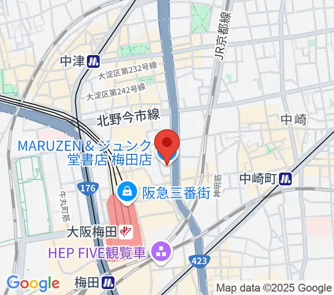 島村楽器 梅田茶屋町店の地図